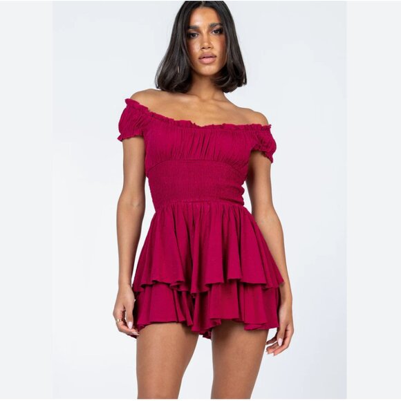 The Love Galore Romper Burgundy | Princess Polly - Picture 5 of 5